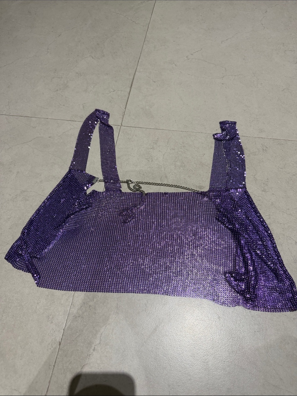 Purple Sequin Chain Crop Top